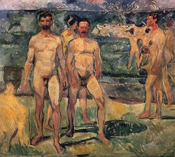 エドヴァルド・ムンク Painting - 入浴中の男性 1907 エドヴァルド・ムンク